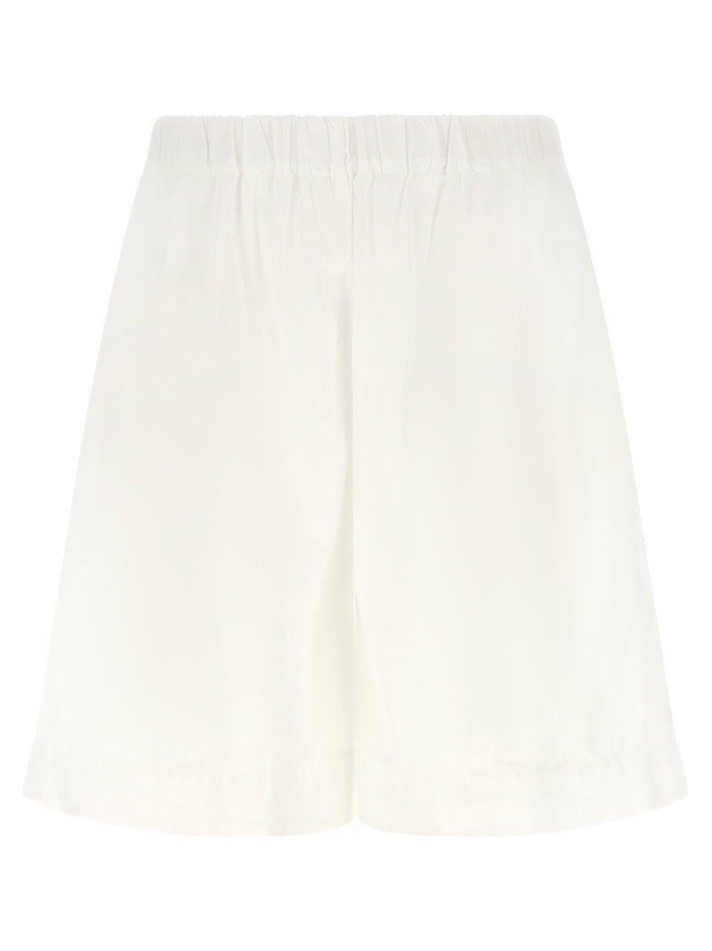 XACUS White Cotton Bermuda Shorts