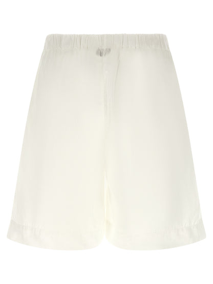 XACUS White Cotton Bermuda Shorts