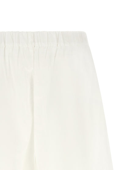 XACUS White Cotton Bermuda Shorts