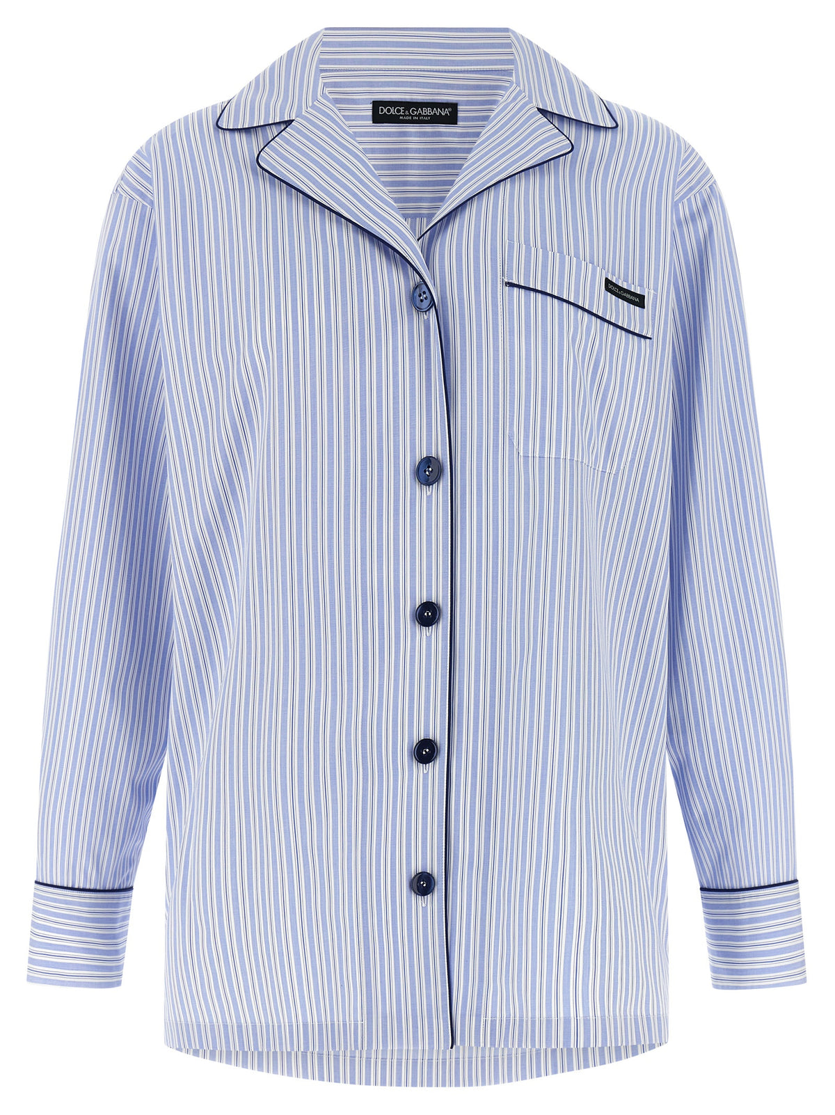 Dolce & Gabbana Blue Cotton Blouse - Luxurious Striped Shirt