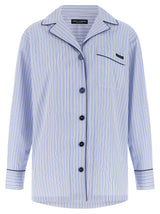 Dolce & Gabbana Blue Cotton Blouse - Luxurious Striped Shirt