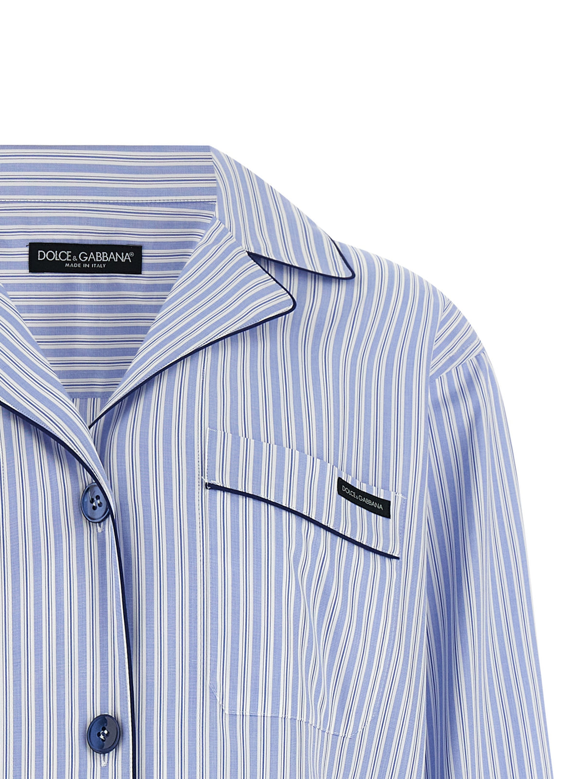 Dolce & Gabbana Blue Cotton Blouse - Luxurious Striped Shirt