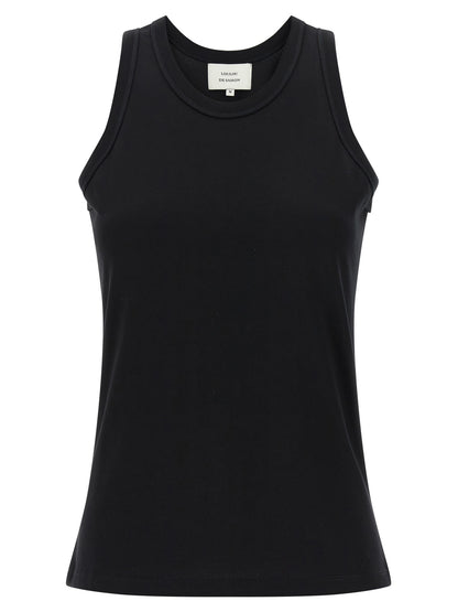 Loulou De Saison Black Cotton Sleeveles T-Shirt