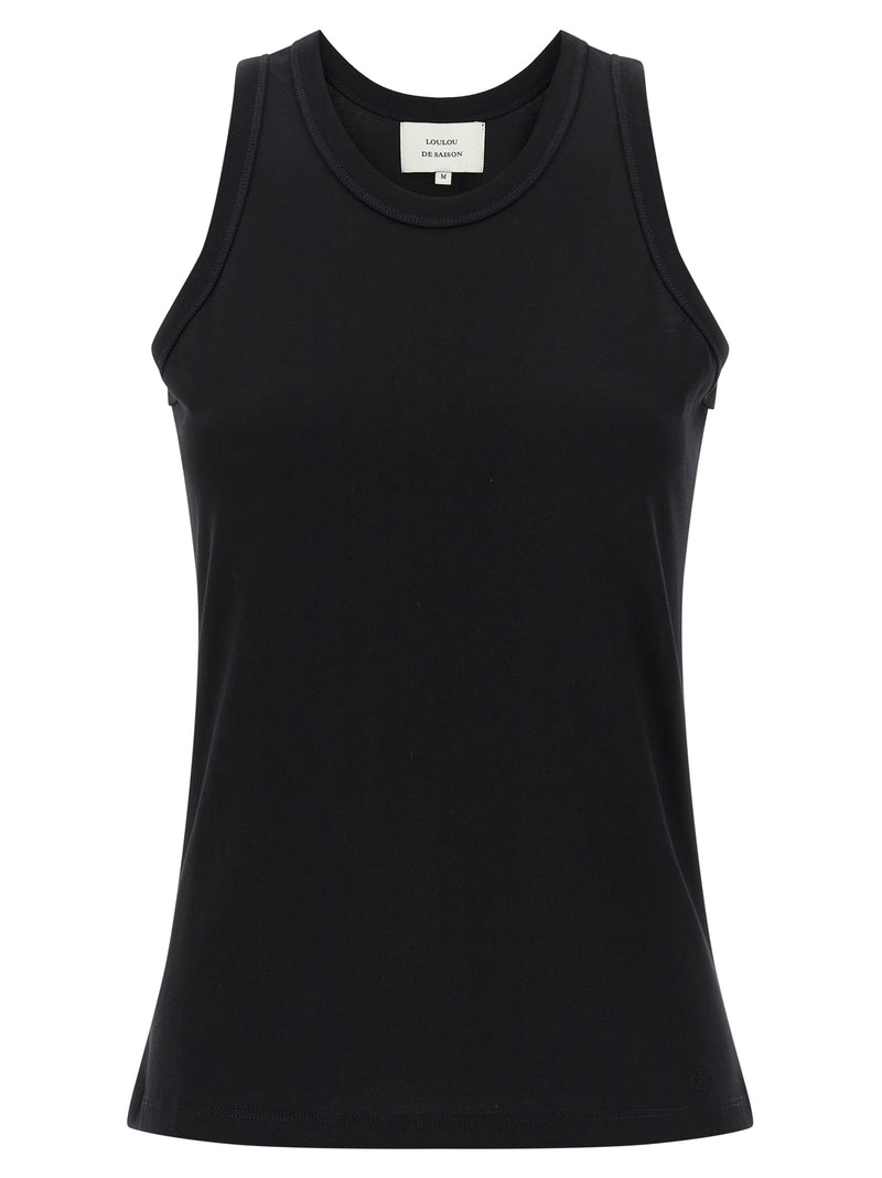Loulou De Saison Black Cotton Sleeveles T-Shirt