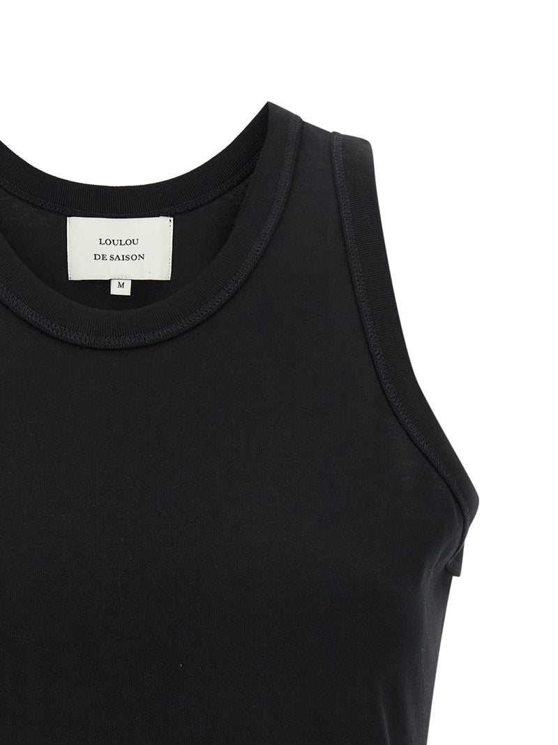 Loulou De Saison Black Cotton Sleeveles T-Shirt