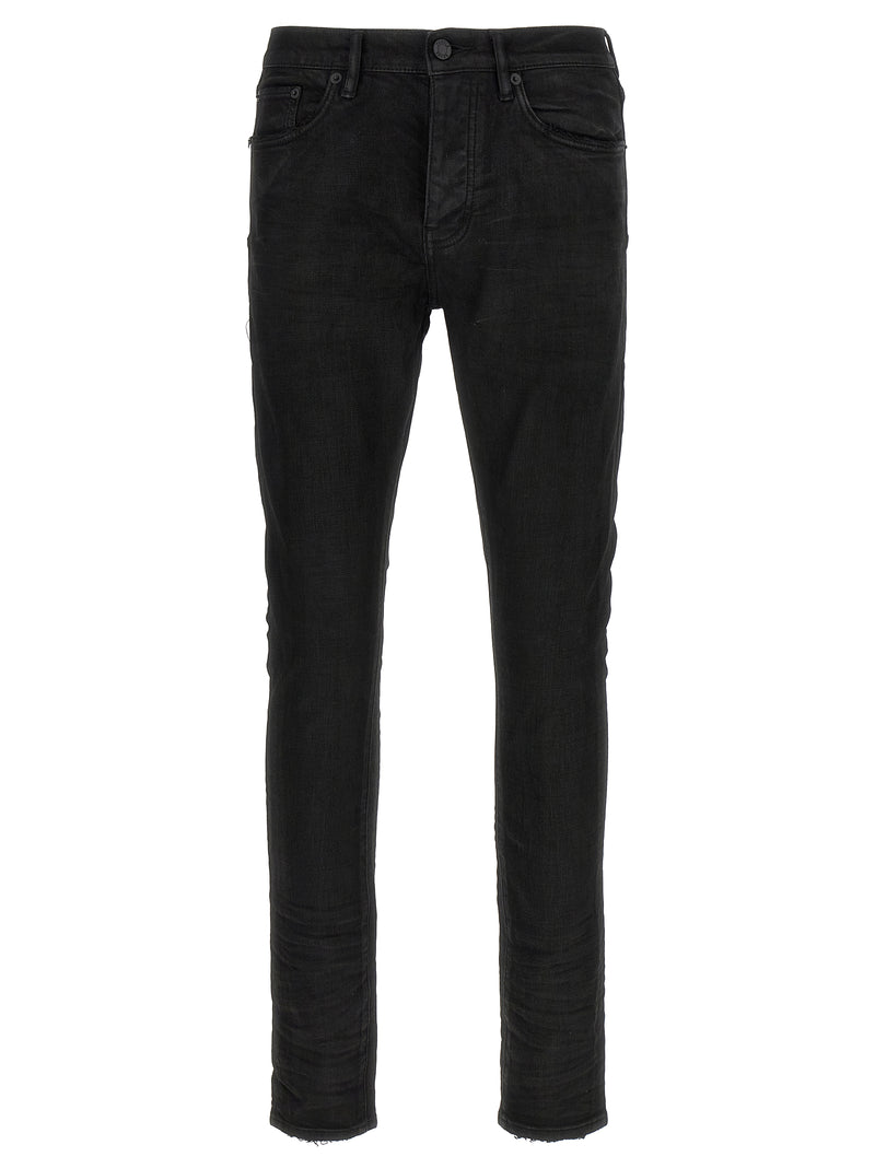 PURPLE Black Cotton Tapered Jeans