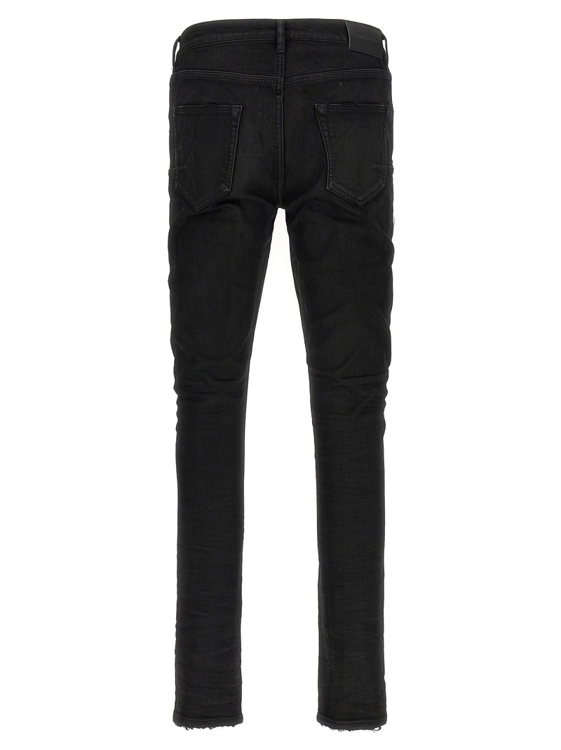 PURPLE Black Cotton Tapered Jeans