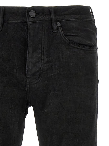 PURPLE Black Cotton Tapered Jeans