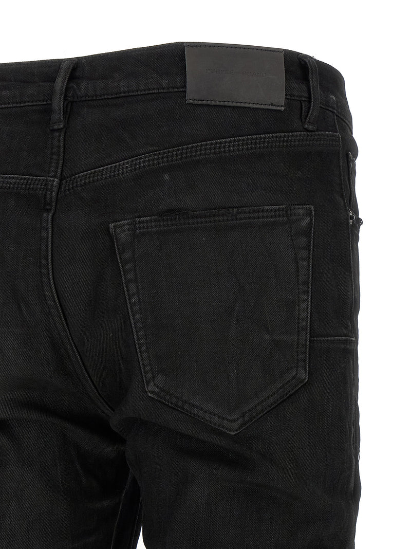 PURPLE Black Cotton Tapered Jeans