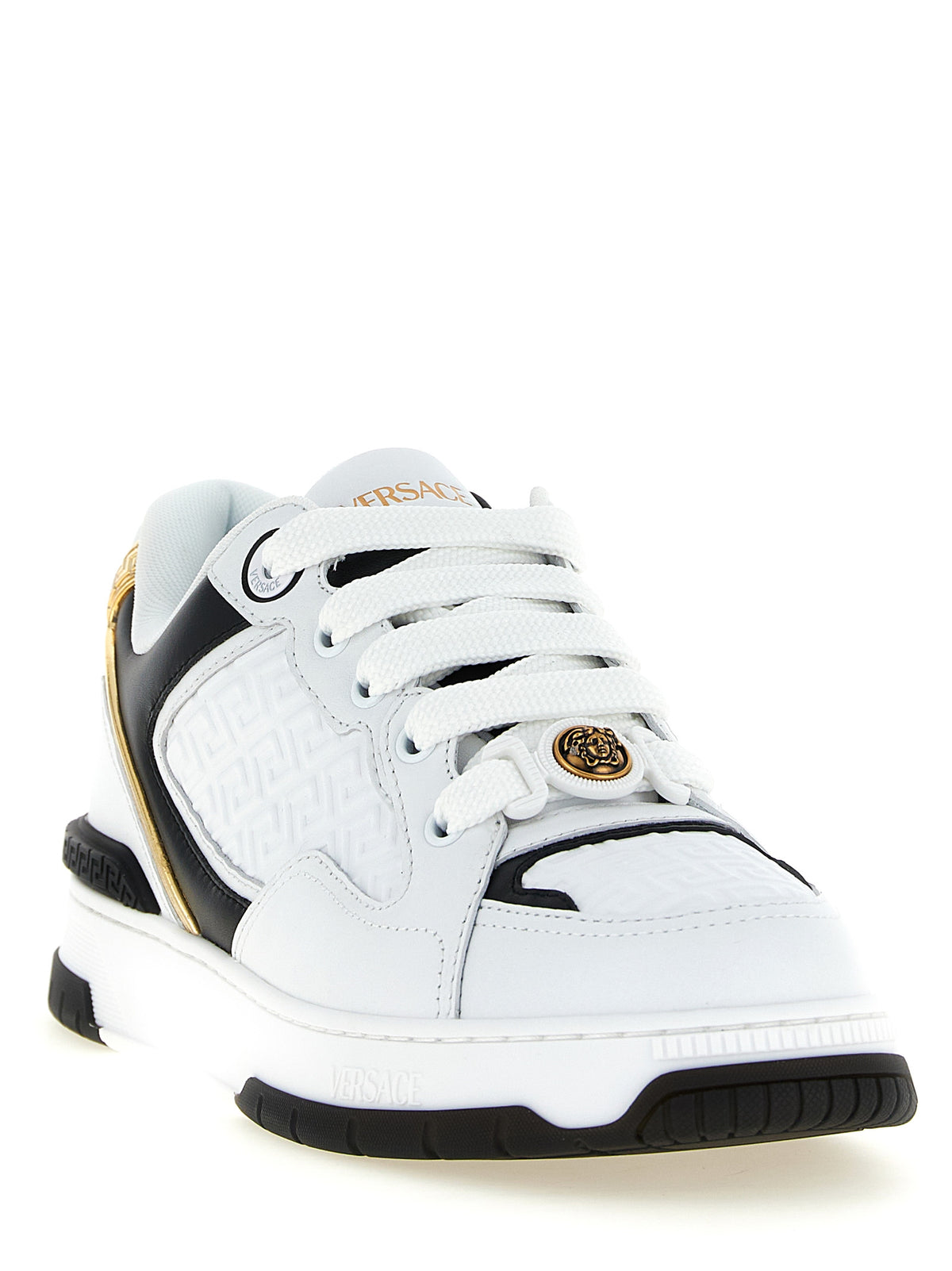 Baskets basses bicolores en cuir Versace