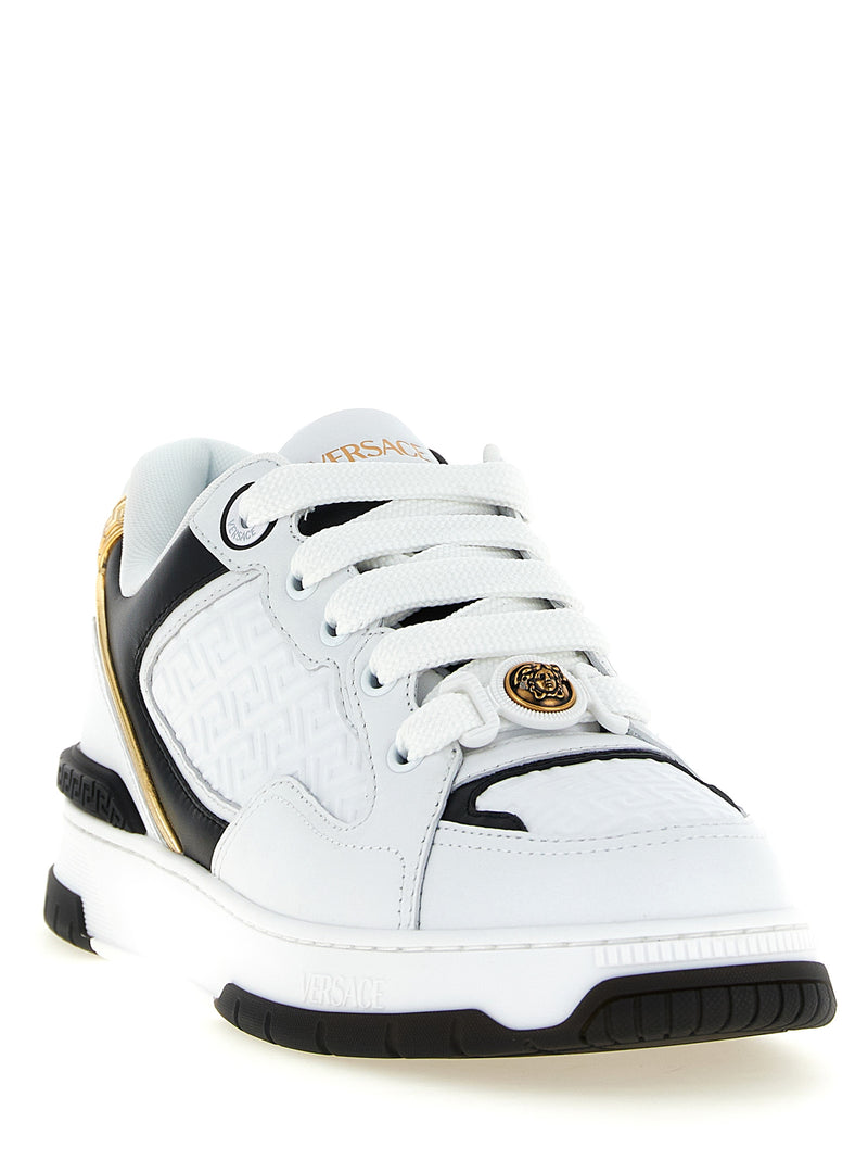 Baskets basses bicolores en cuir Versace