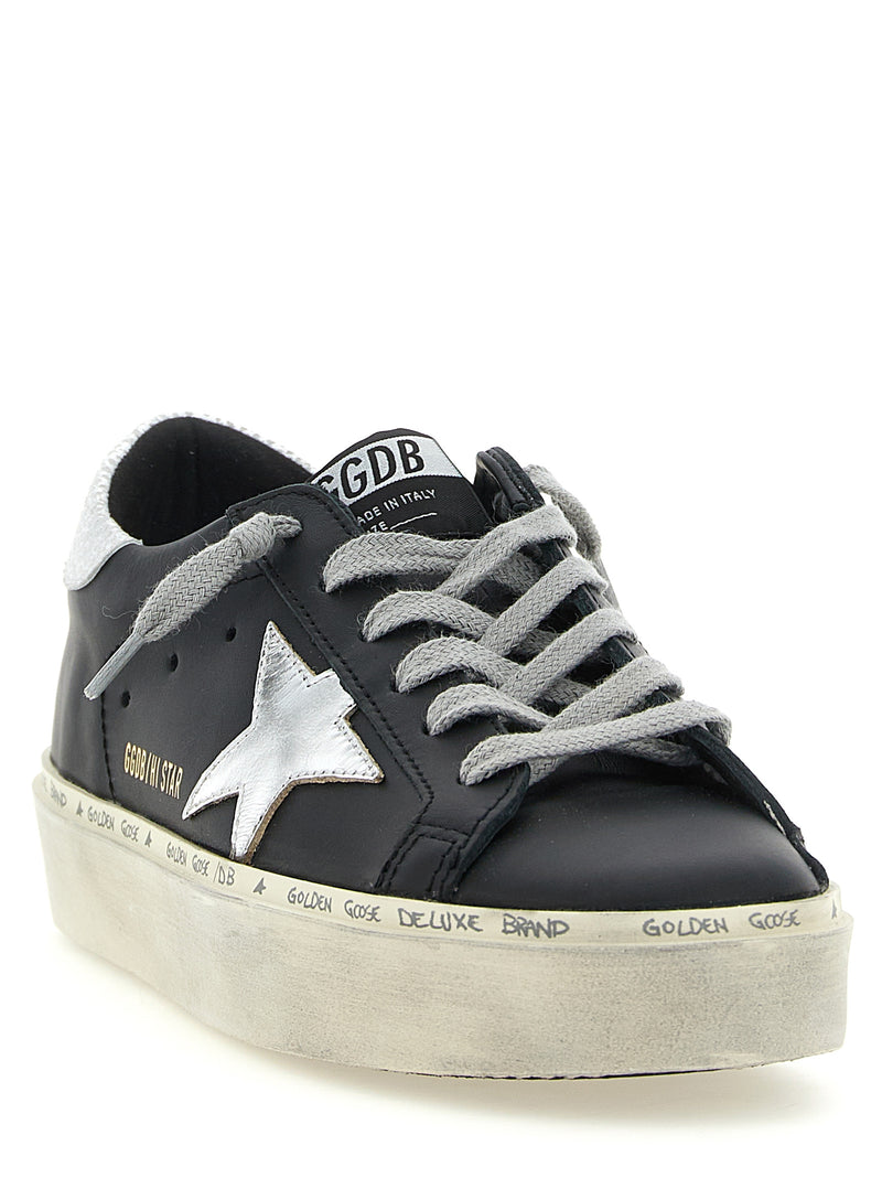 Baskets Chunky Golden Goose en cuir de vachette noir