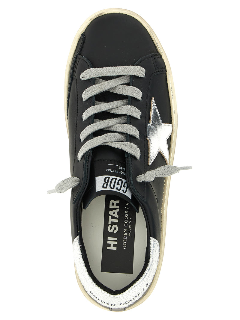 Baskets Chunky Golden Goose en cuir de vachette noir