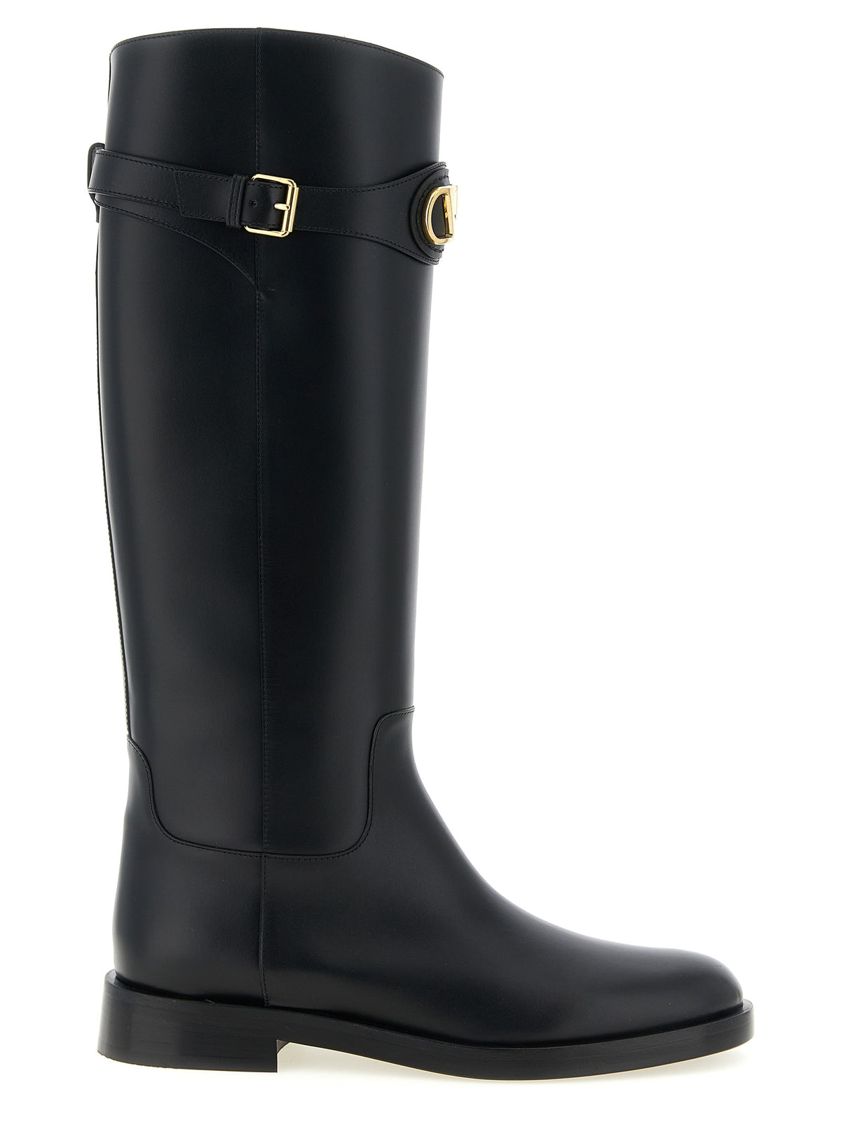 Bottes cuissardes noires en veau Valentino Garavani