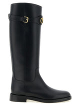 Bottes cuissardes noires en veau Valentino Garavani