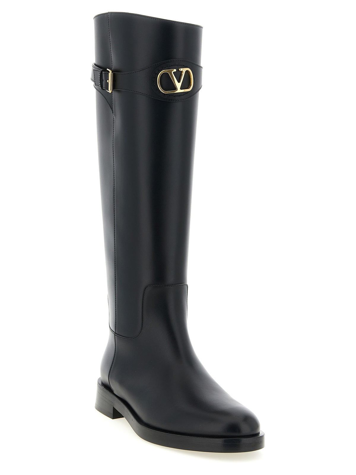 Bottes cuissardes noires en veau Valentino Garavani