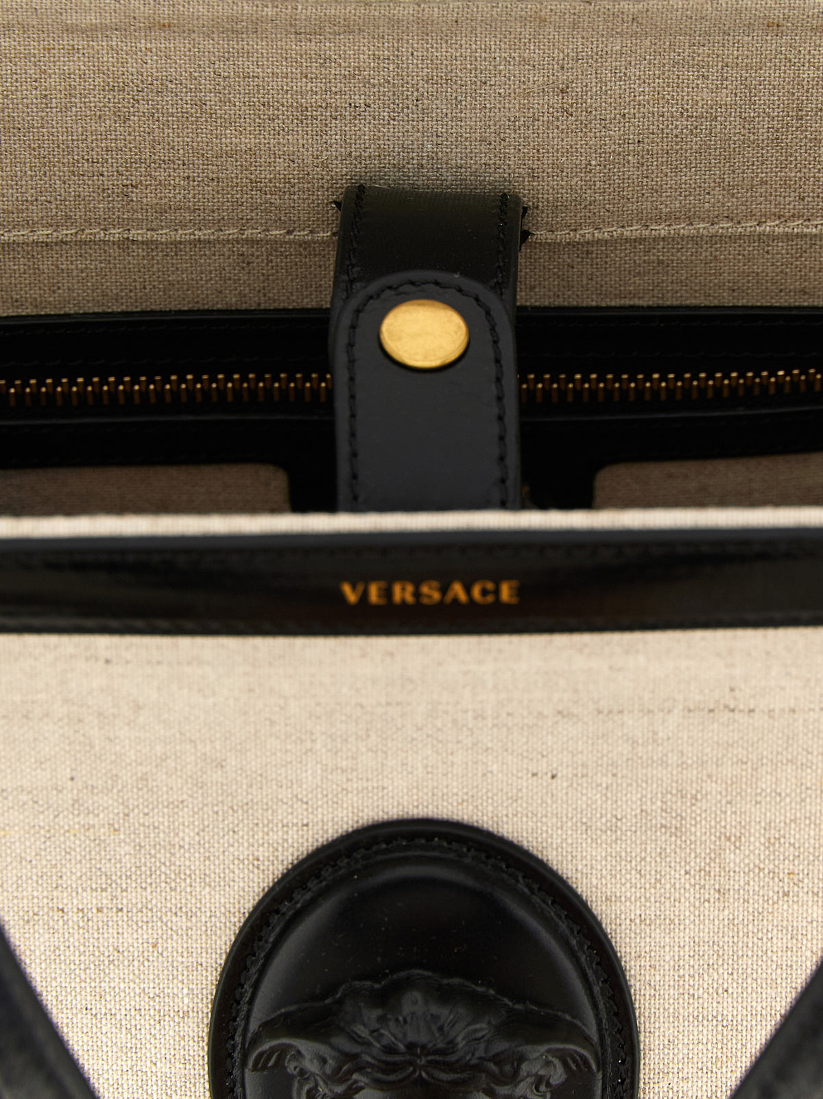 Versace Beige Leather Tote Bag