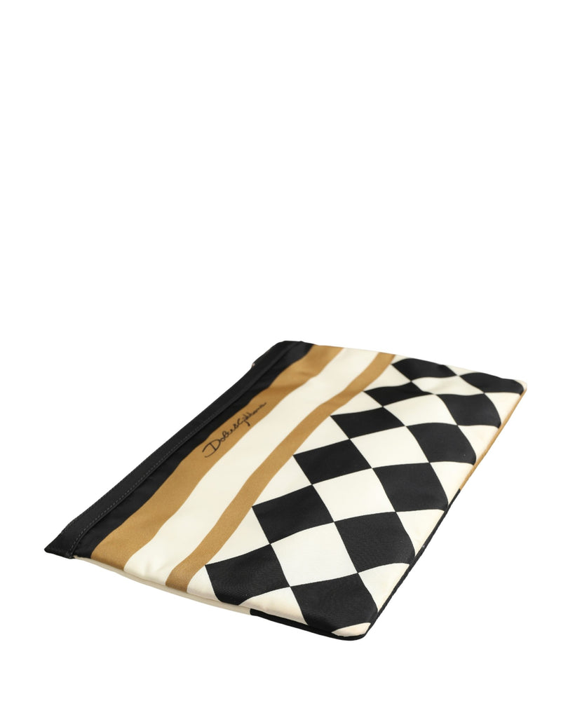 Pochette Dolce & Gabbana en nylon à carreaux multicolores avec logo imprimé