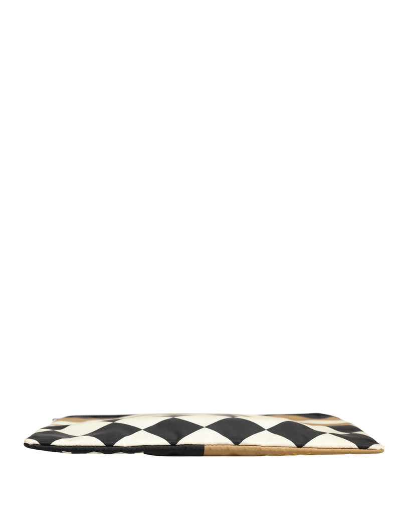 Pochette Dolce & Gabbana en nylon à carreaux multicolores avec logo imprimé