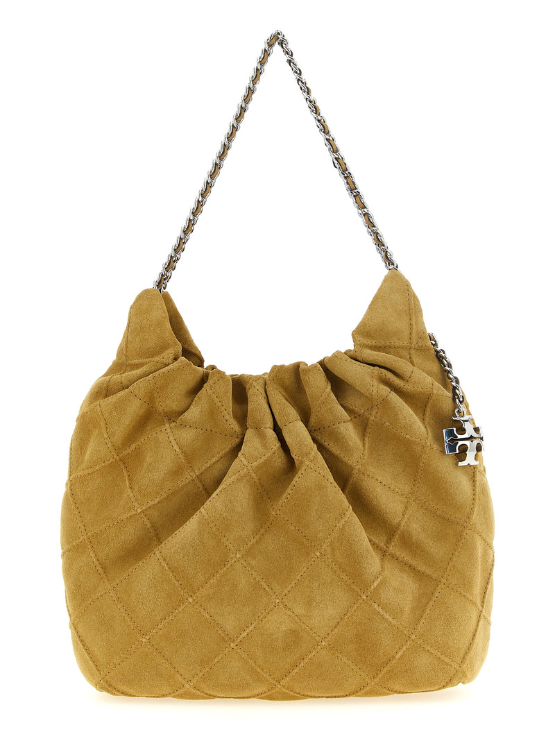 Sac à bandoulière Tory Burch en cuir de veau beige