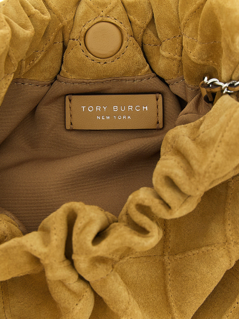 Sac à bandoulière Tory Burch en cuir de veau beige