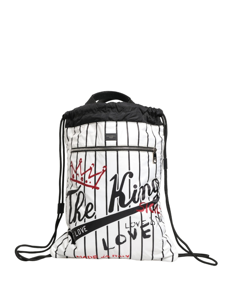 Dolce & Gabbana The King of Love Black White Striped Backpack