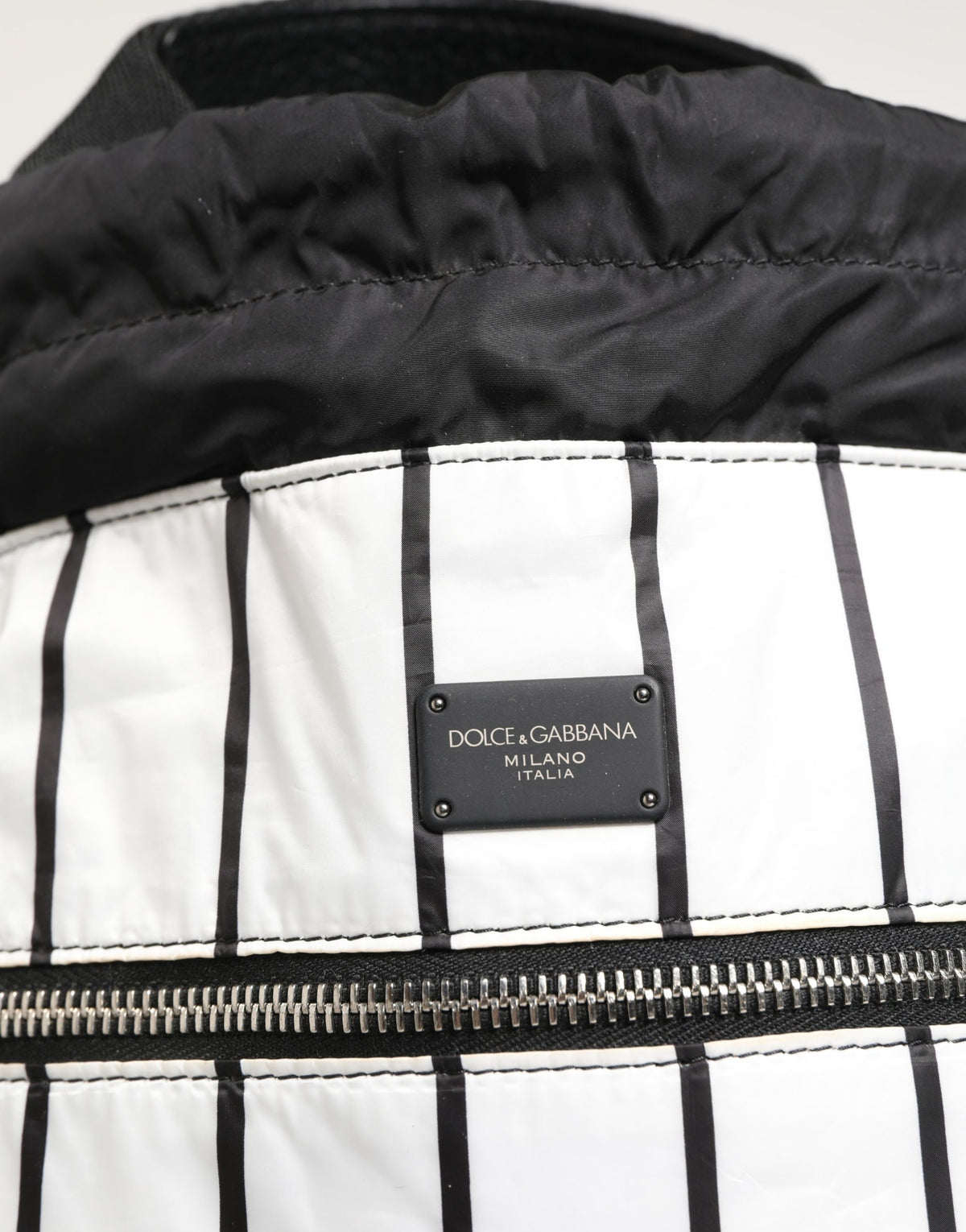 Dolce & Gabbana The King of Love Black White Striped Backpack