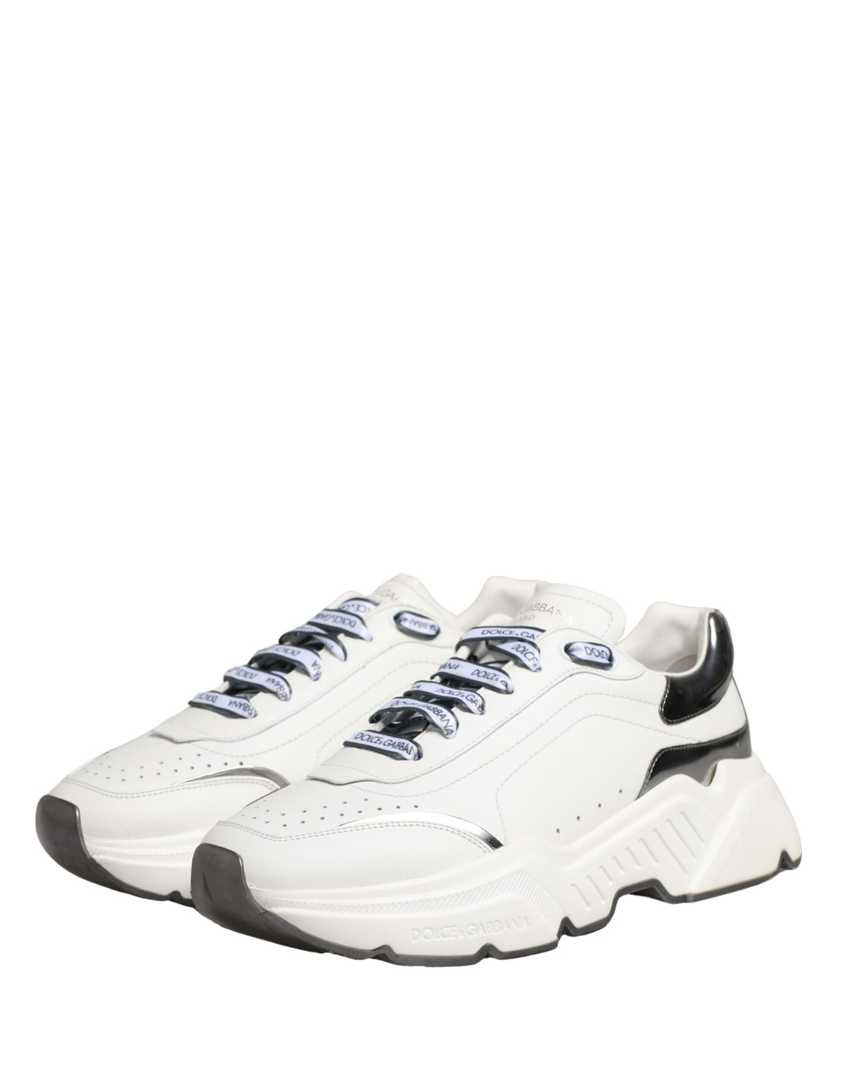 Dolce & Gabbana White Silver Daymaster Low Top Men Sneakers Shoes