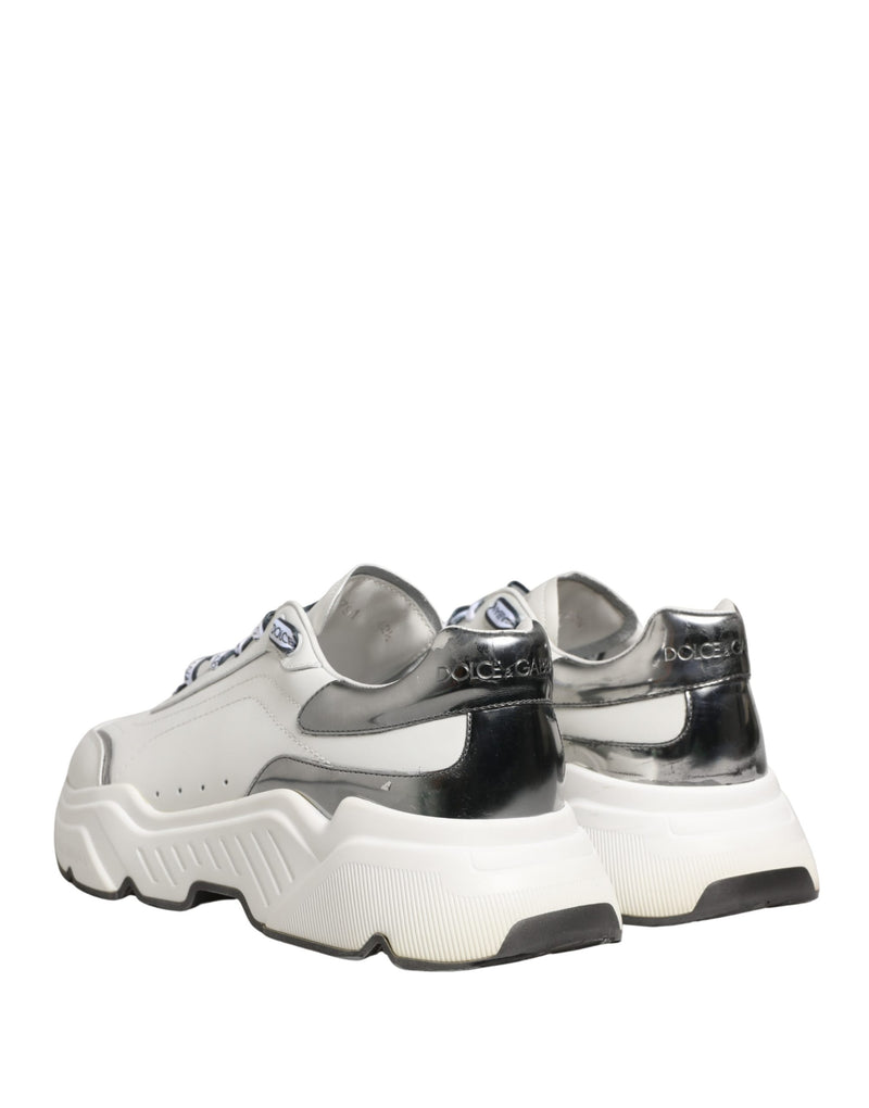 Dolce & Gabbana White Silver Daymaster Low Top Men Sneakers Shoes