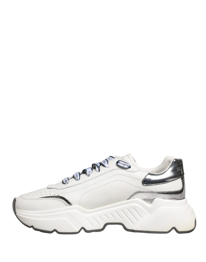 Dolce & Gabbana White Silver Daymaster Low Top Men Sneakers Shoes