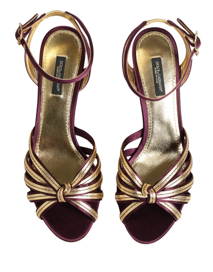 Dolce & Gabbana Purple Gold Keira Pearl Heels Sandals Shoes