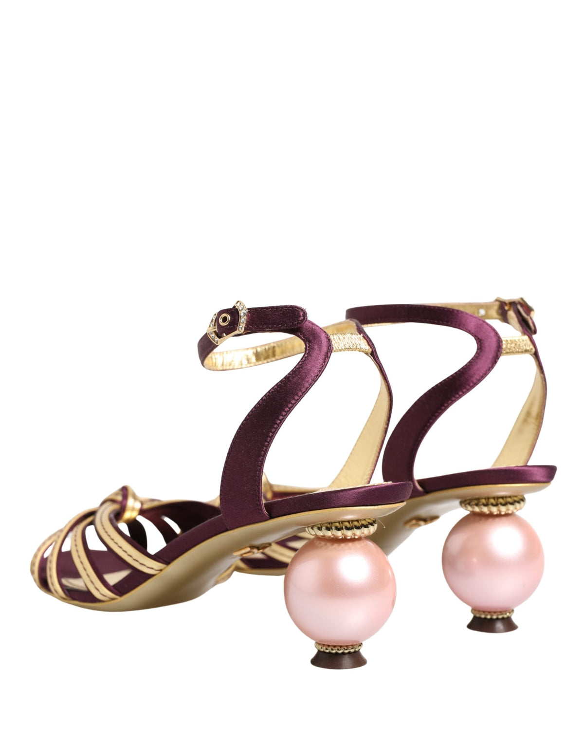 Dolce & Gabbana Keira Purple Gold Pearl Heels Sandals