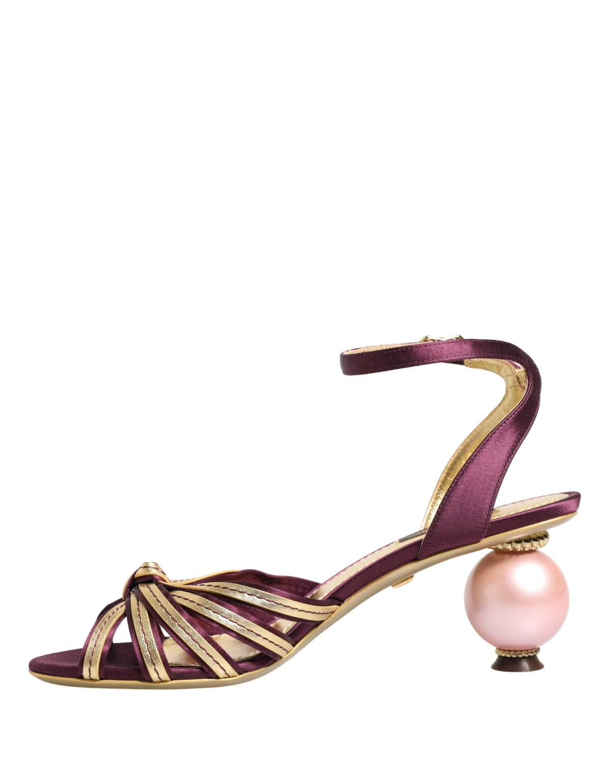 Dolce & Gabbana Keira Purple Gold Pearl Heels Sandals