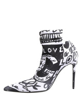 Bottes Dolce & Gabbana Blanches en Tissu Extensible à Graffitis