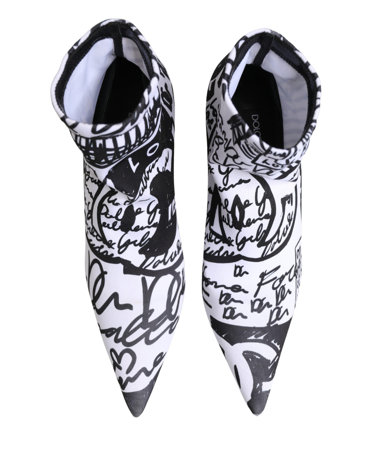 Bottes Dolce & Gabbana Blanches en Tissu Extensible à Graffitis