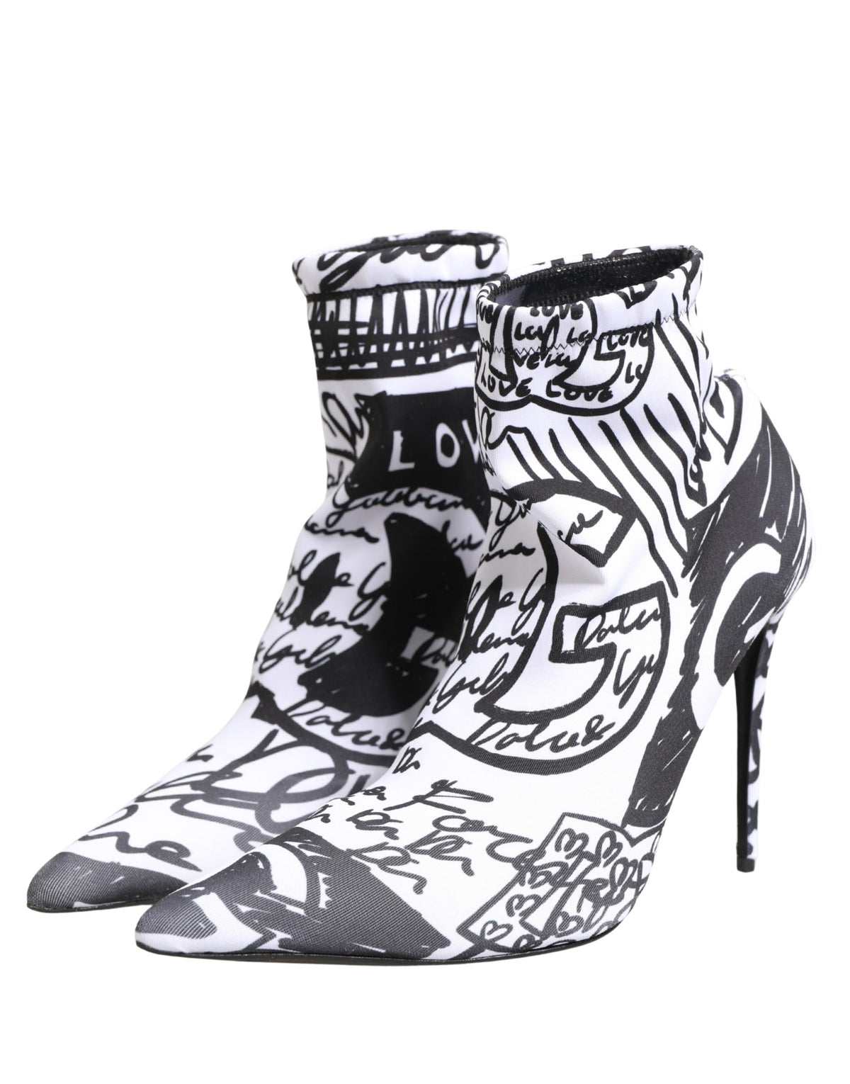 Bottes Dolce & Gabbana Blanches en Tissu Extensible à Graffitis