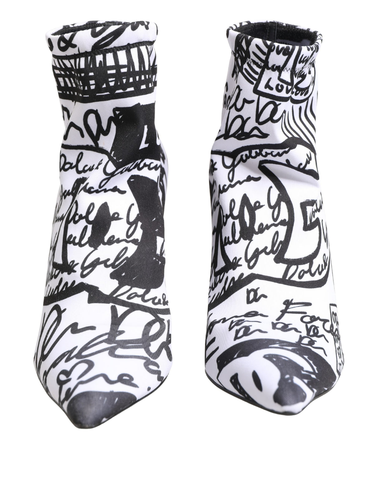 Bottes Dolce & Gabbana Blanches en Tissu Extensible à Graffitis