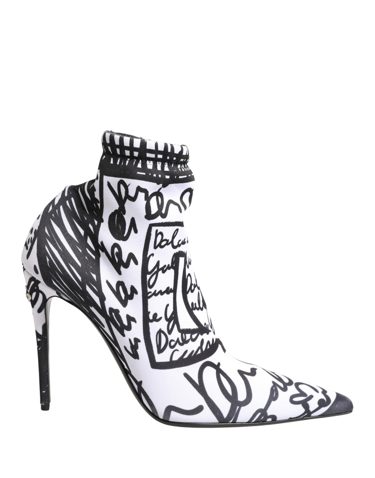 Dolce & Gabbana White Graffiti Stretch Ankle Boots Shoes