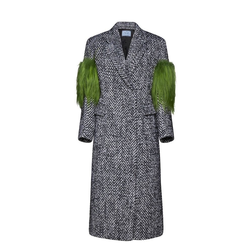 Manteau en laine gris Prada