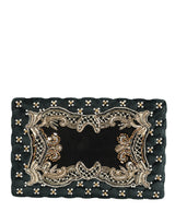 Dolce & Gabbana Black Velvet Gold Frame Clutch Evening Clutch Purse Bag