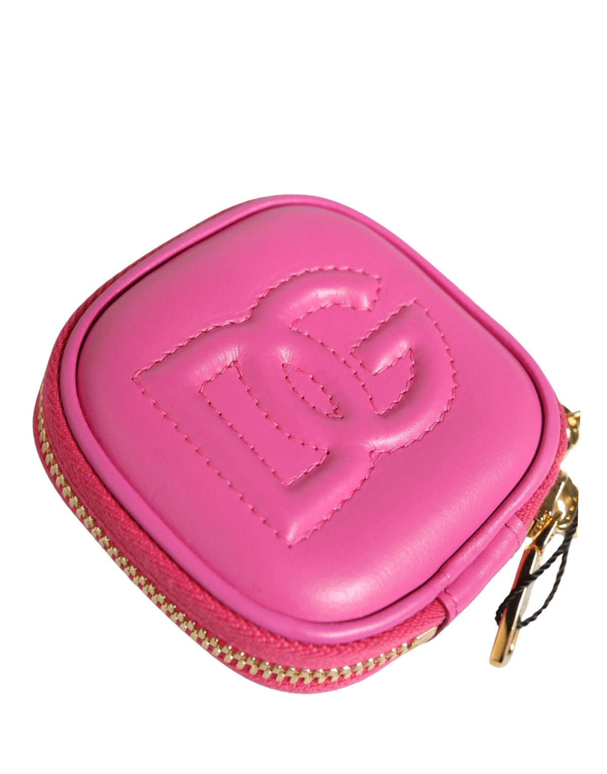 Dolce & Gabbana Pink Lamb Leather Embossed Logo Holder Airpod Case