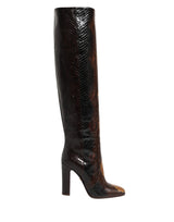 Dolce & Gabbana Brown Exotic Leather Knee High Boots Shoes