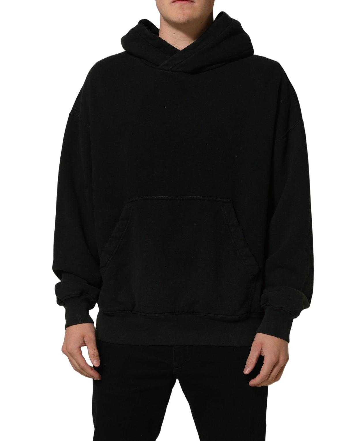 Dolce & Gabbana Black Cotton Hooded Men Sweatshirt Sweater