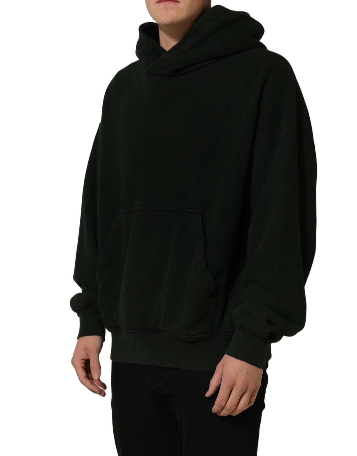 Dolce & Gabbana Black Cotton Hooded Men Sweatshirt Sweater