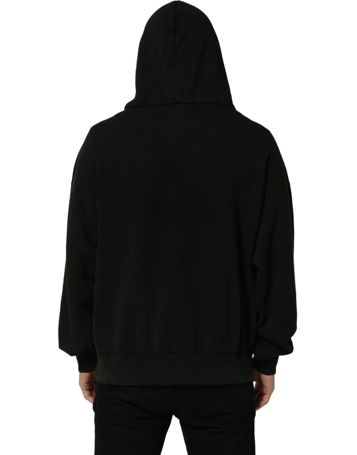 Dolce & Gabbana Black Cotton Hooded Men Sweatshirt Sweater