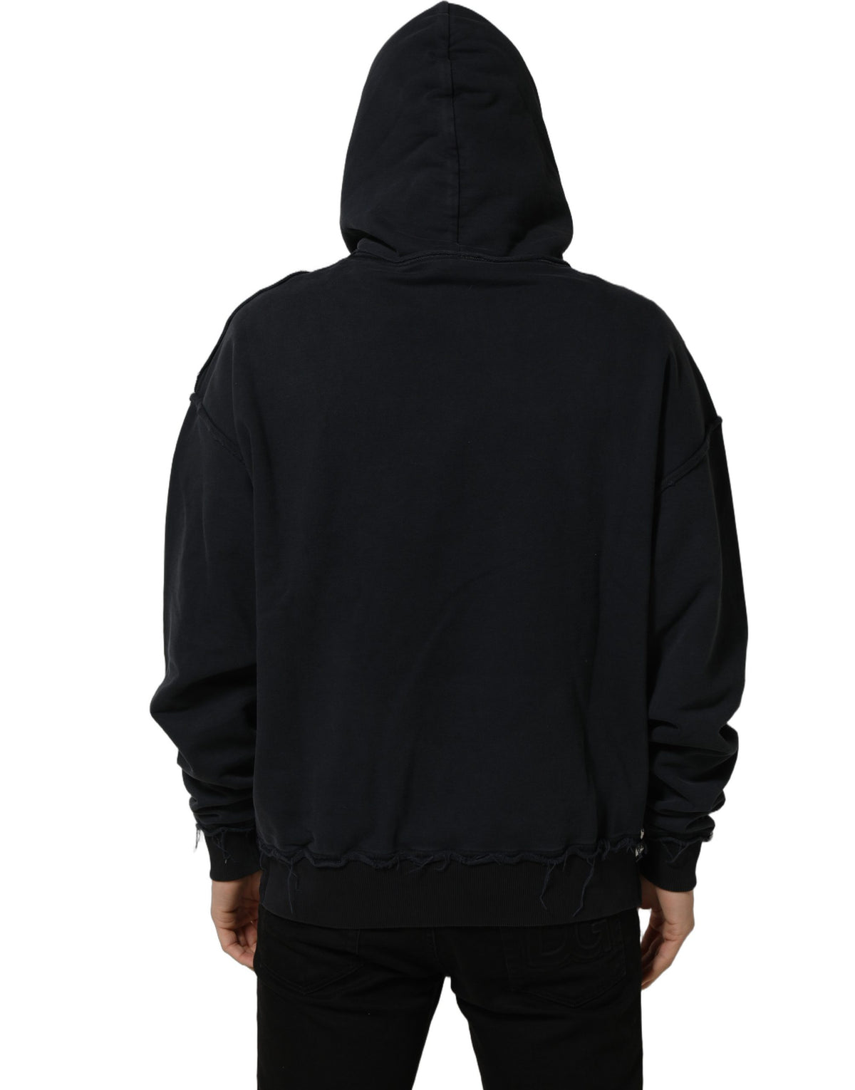 Dolce & Gabbana Black Anchor Print Hooded Sweatshirt Sweater