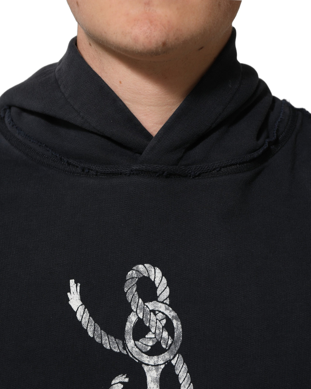 Dolce & Gabbana Black Anchor Print Hooded Sweatshirt Sweater
