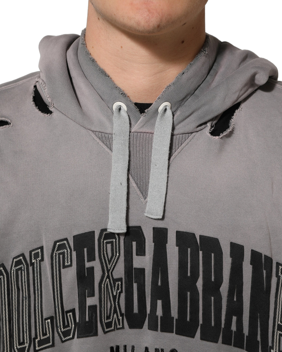 Dolce & Gabbana Gray Graphic Hooded Sweatshirt Men Sweater