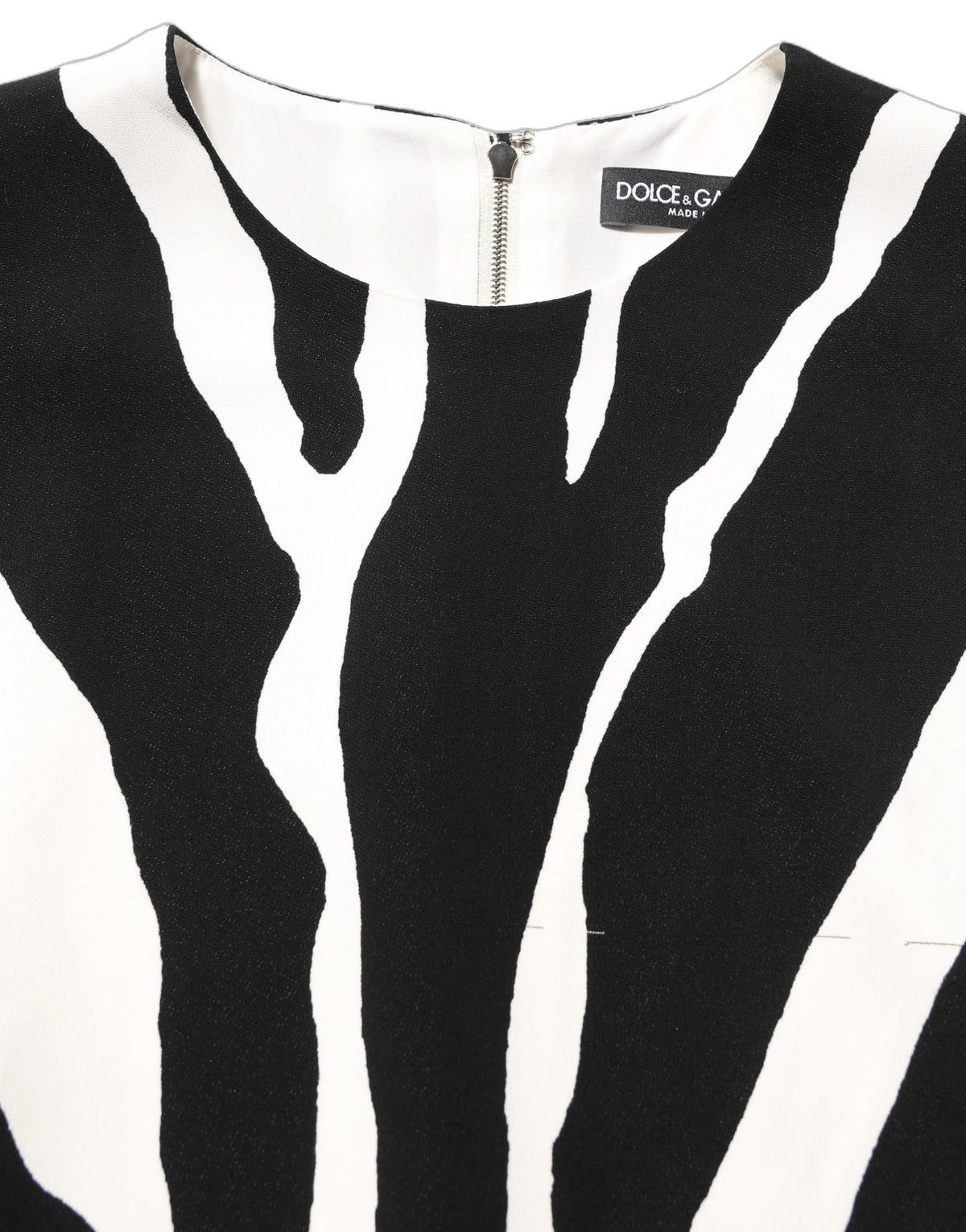 Dolce & Gabbana Black White Zebra Print Viscose Mini Dress