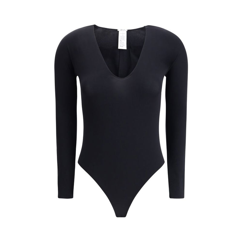 Wolford Black V-Neck Polyamide Bodysuit